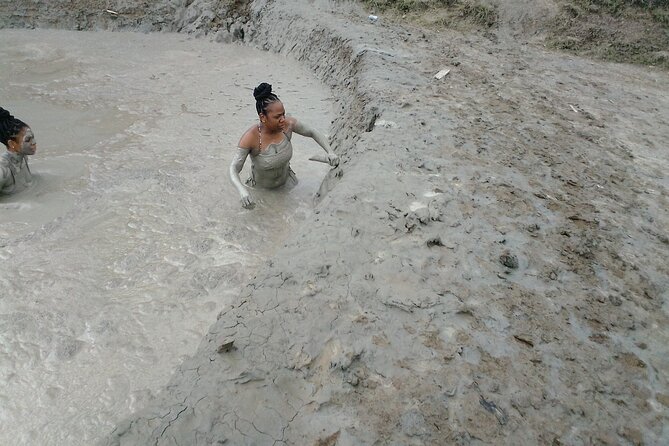 Mud Volcano Adventure - Roti, aloo pie, mangoes, and fresh coconut
